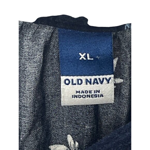 Old Navy Women’s Floral Button-Down Long-Sleeve Navy Blouse XL Office Career - Picture 3 of 8